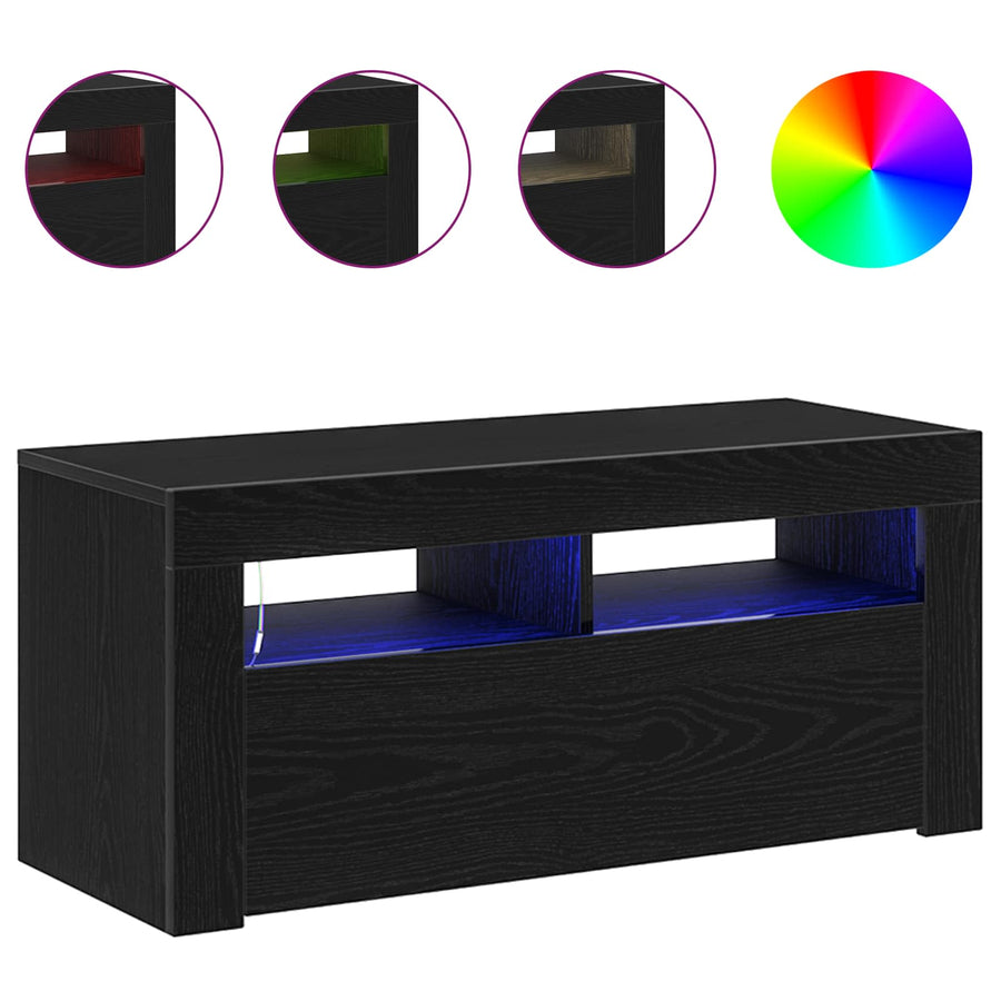 TV-kast Zwart Eiken 90 x 35 x 40 cm Bewerkt hout