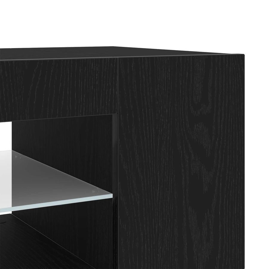TV-kast met lade Zwart Eiken 90 x 39 x 30 cm Bewerkt hout