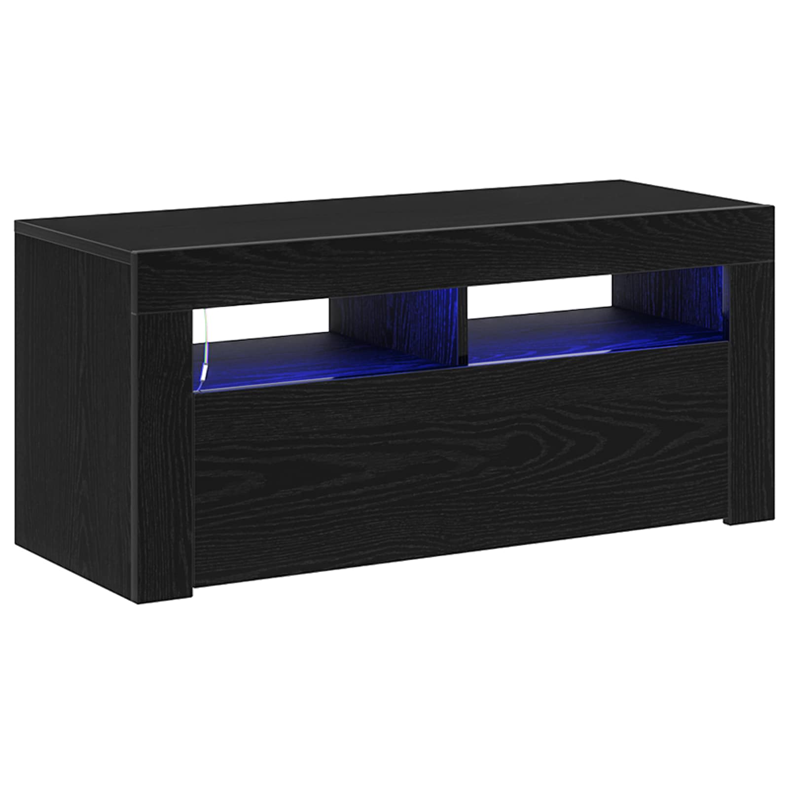 TV-kast met lade Zwart Eiken 90 x 39 x 30 cm Bewerkt hout