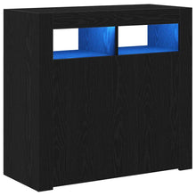 Sideboard Met Led-Lampjes - - - Bewerkt Hout Zwart eiken