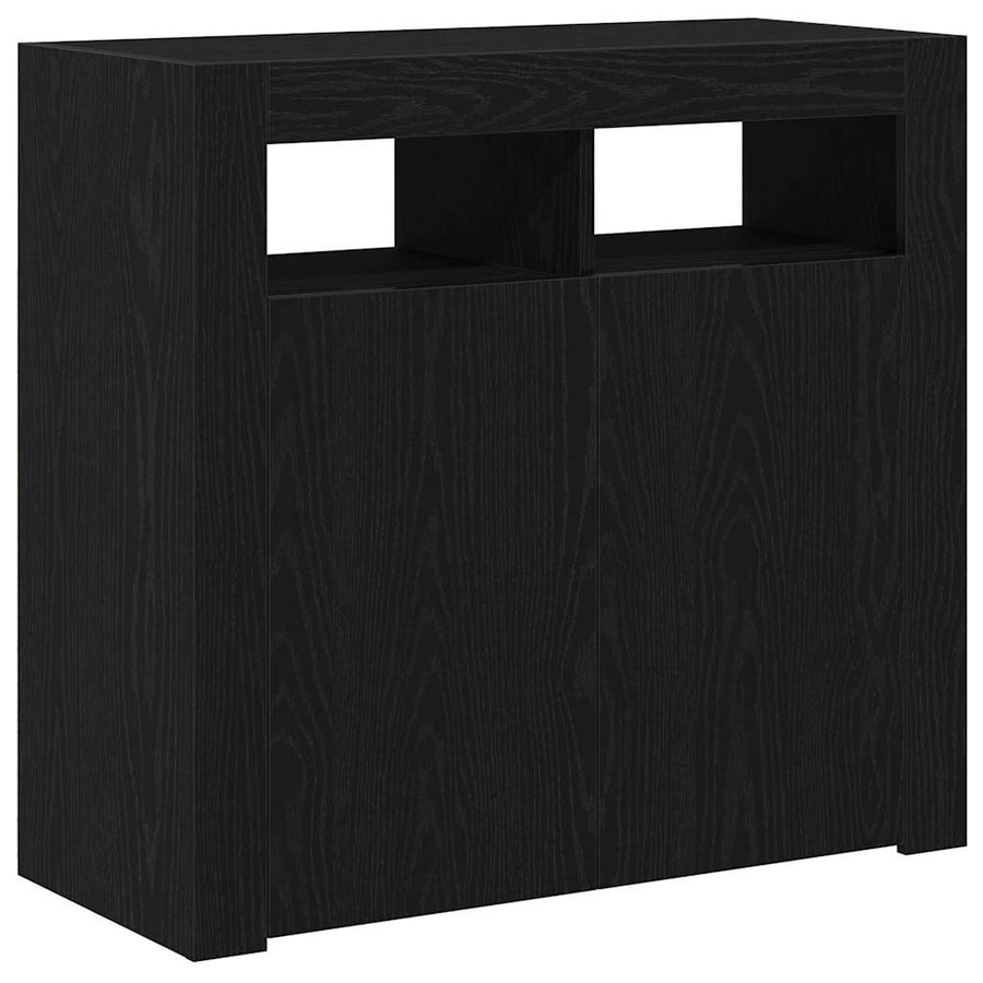 Sideboard Met Led-Lampjes - - - Bewerkt Hout Zwart eiken