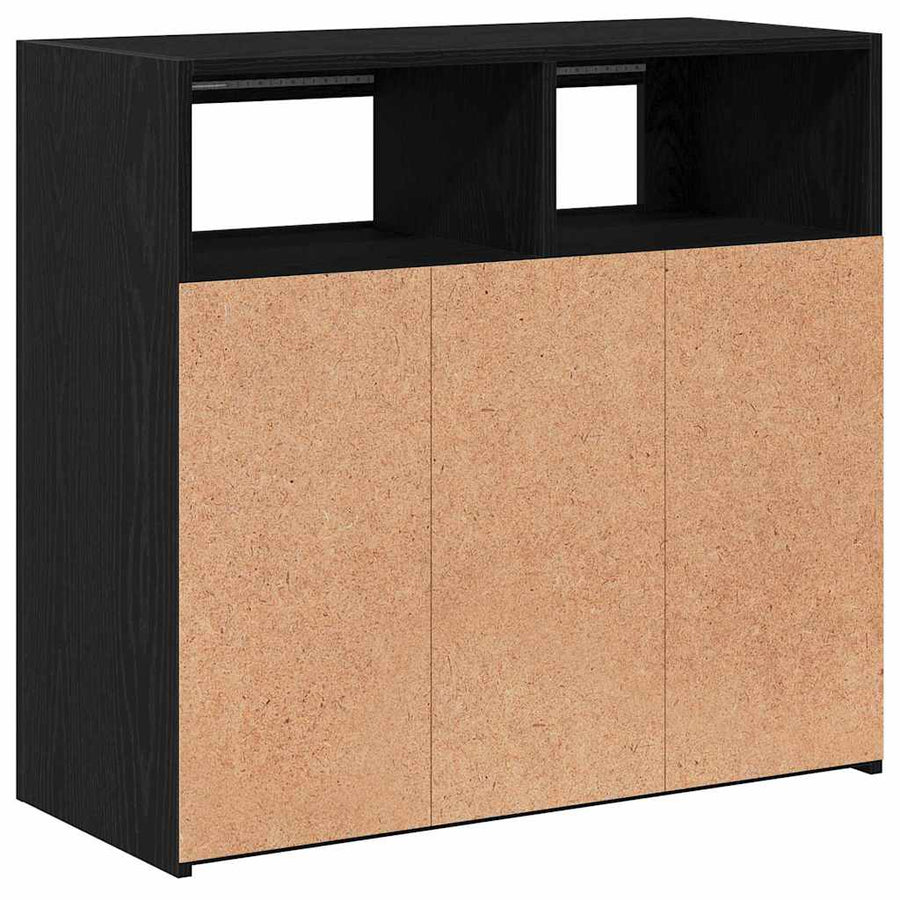 Sideboard Met Led-Lampjes - - - Bewerkt Hout Zwart eiken