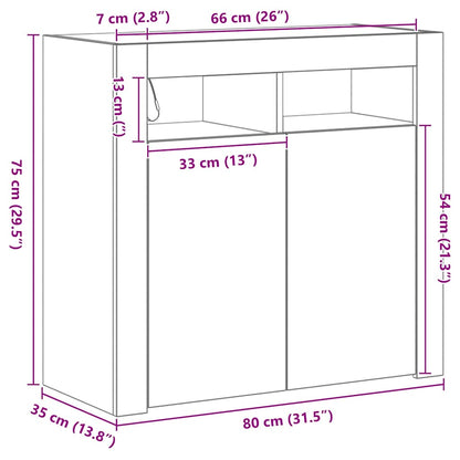 Sideboard Met Led-Lampjes - - - Bewerkt Hout Zwart eiken