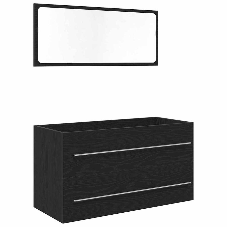 Wasbak Kast met lade Zwart Eiken 90 x 45 x 1.5 cm Bewerkt hout
