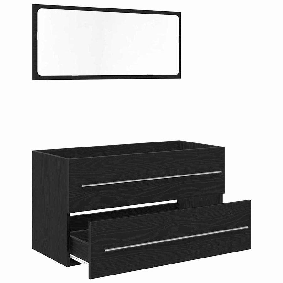 Wasbak Kast met lade Zwart Eiken 90 x 45 x 1.5 cm Bewerkt hout