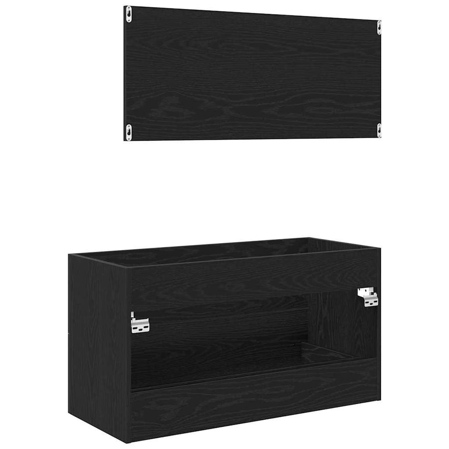 Wasbak Kast met lade Zwart Eiken 90 x 45 x 1.5 cm Bewerkt hout