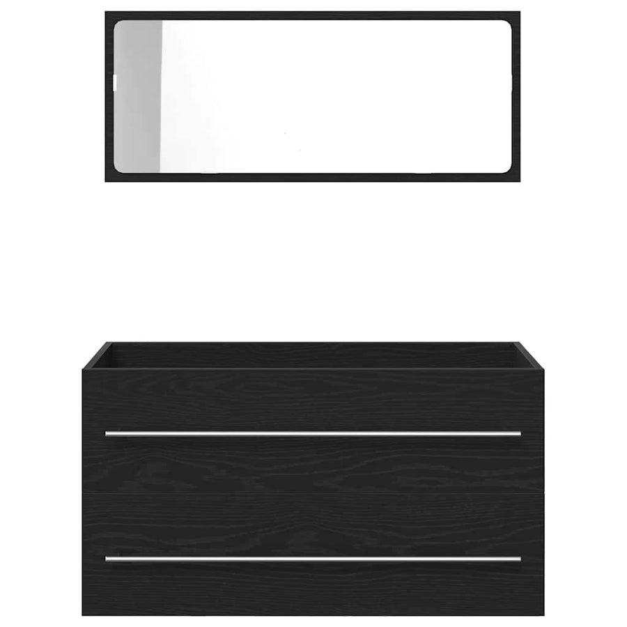 Wasbak Kast met lade Zwart Eiken 90 x 45 x 1.5 cm Bewerkt hout