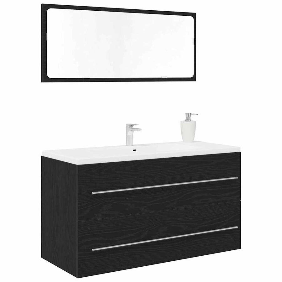 Wasbak Kast met lade Zwart Eiken 90 x 45 x 1.5 cm Bewerkt hout