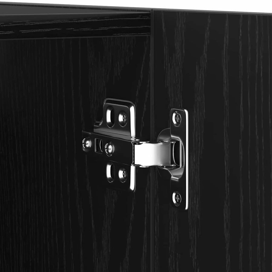 Wand TV Kast Zwart Eiken 30,5 x 30 x 90 cm Bewerkt hout