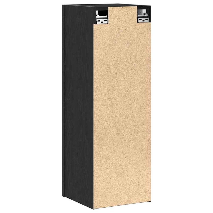 Wand TV Kast Zwart Eiken 30,5 x 30 x 90 cm Bewerkt hout