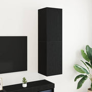 Wandkast zwart eiken 30,5x30x110 cm