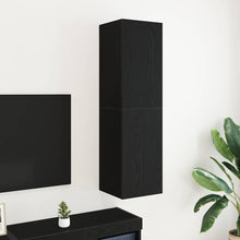 Wand TV Kast Zwart Eiken 30,5 x 30 x 110 cm Bewerkt hout