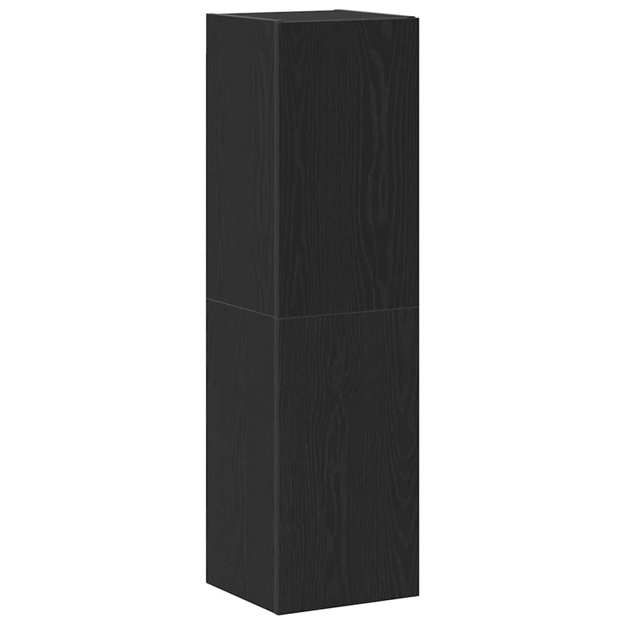 Wand TV Kast Zwart Eiken 30,5 x 30 x 110 cm Bewerkt hout