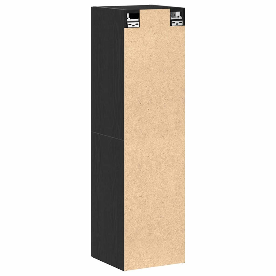 Wand TV Kast Zwart Eiken 30,5 x 30 x 110 cm Bewerkt hout