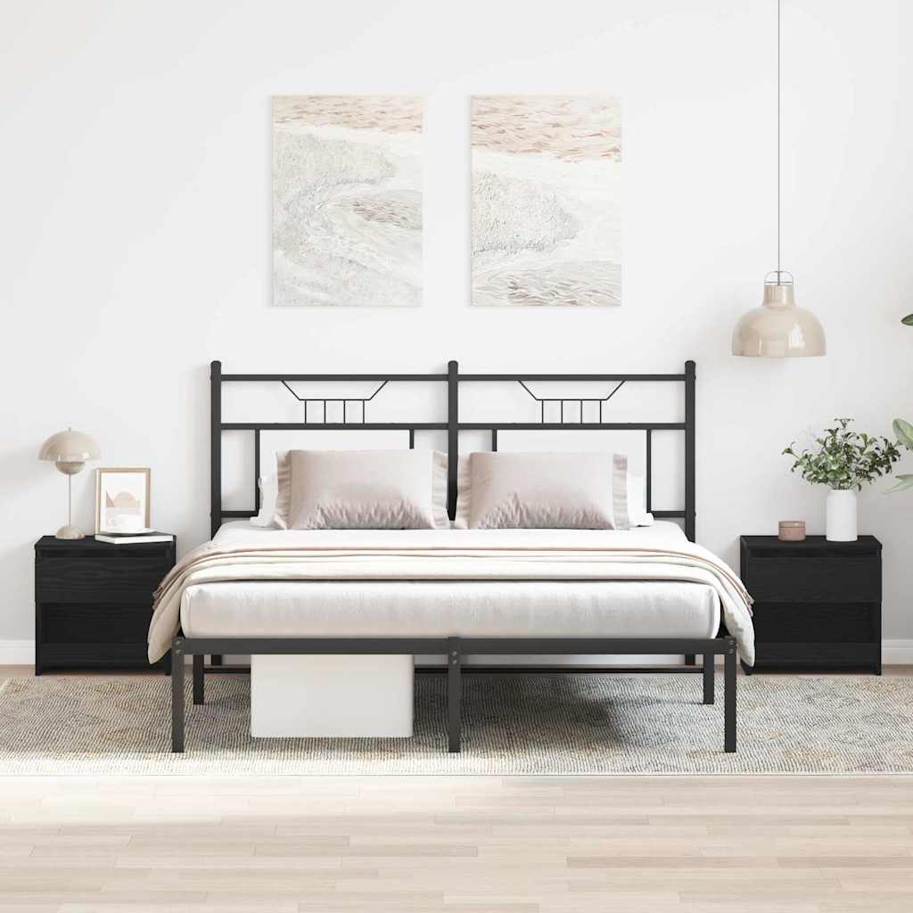 Nachtkastje 2 pcs Zwart Eiken 40 x 30 x 39 cm Bewerkt hout