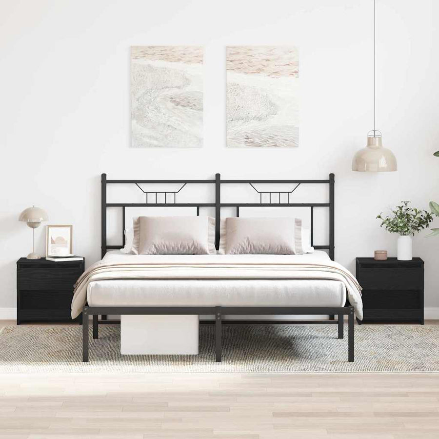 Nachtkastje 2 pcs Zwart Eiken 40 x 30 x 39 cm Bewerkt hout