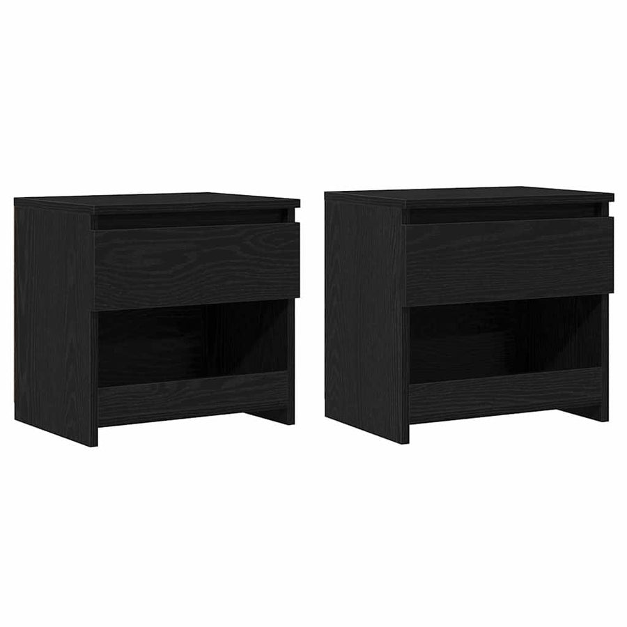 Nachtkastje 2 pcs Zwart Eiken 40 x 30 x 39 cm Bewerkt hout