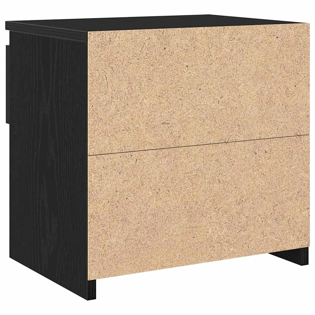 Nachtkastje 2 pcs Zwart Eiken 40 x 30 x 39 cm Bewerkt hout