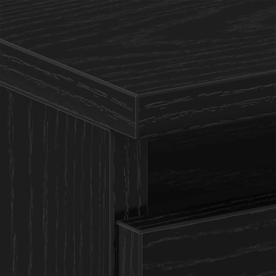Nachtkastje Met Lade 40 X 35 X 69 Cm Bewerkt Hout Zwart eiken