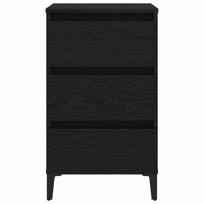 Nachtkastje Met Lade 40 X 35 X 69 Cm Bewerkt Hout Zwart eiken