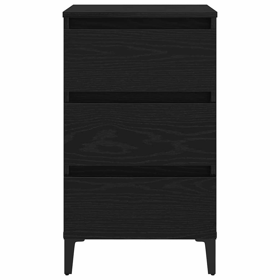 Nachtkastje Met Lade 40 X 35 X 69 Cm Bewerkt Hout Zwart eiken