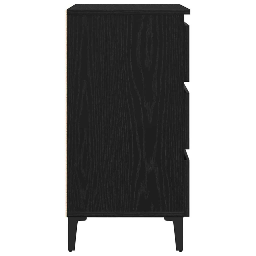 Nachtkastje Met Lade 40 X 35 X 69 Cm Bewerkt Hout Zwart eiken
