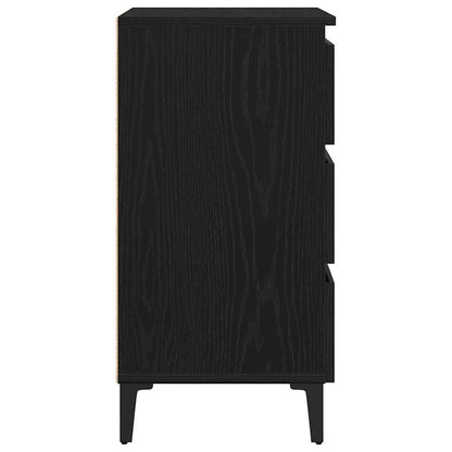 Nachtkastje Met Lade 40 X 35 X 69 Cm Bewerkt Hout Zwart eiken