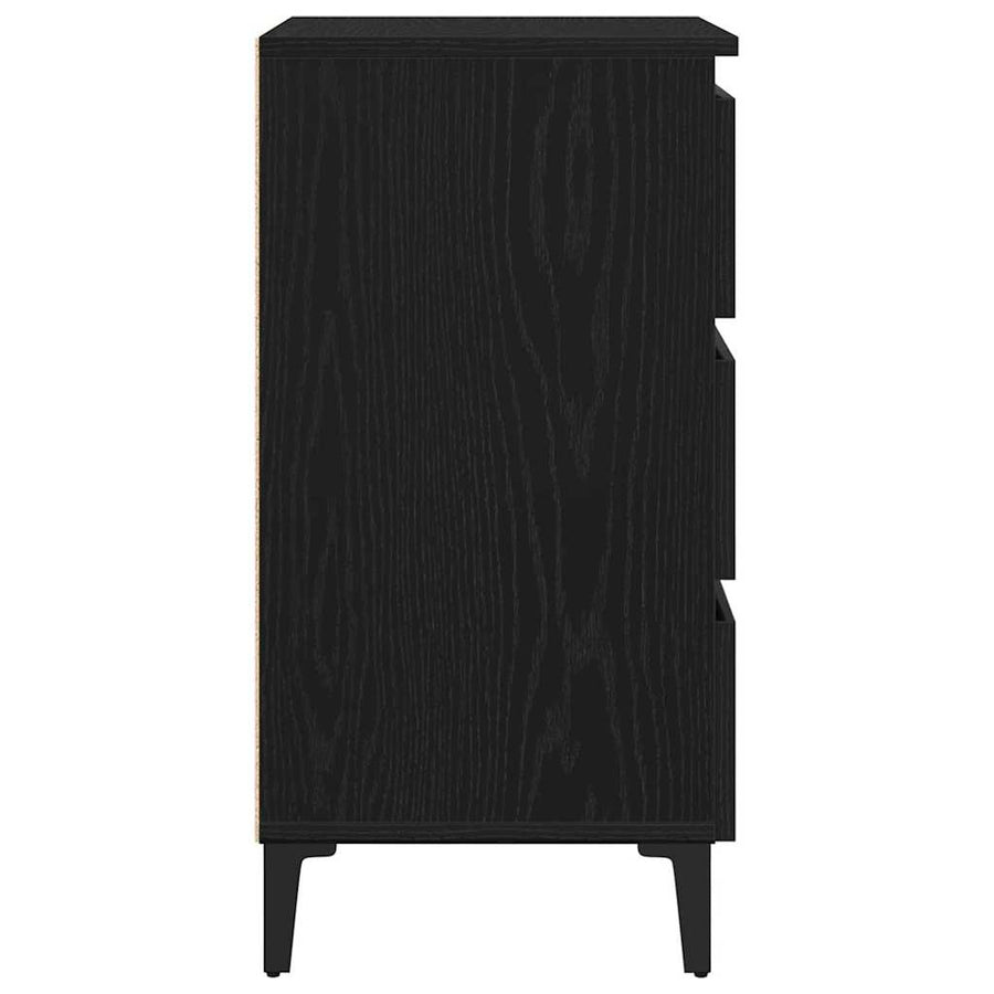 Nachtkastje Met Lade 40 X 35 X 69 Cm Bewerkt Hout Zwart eiken