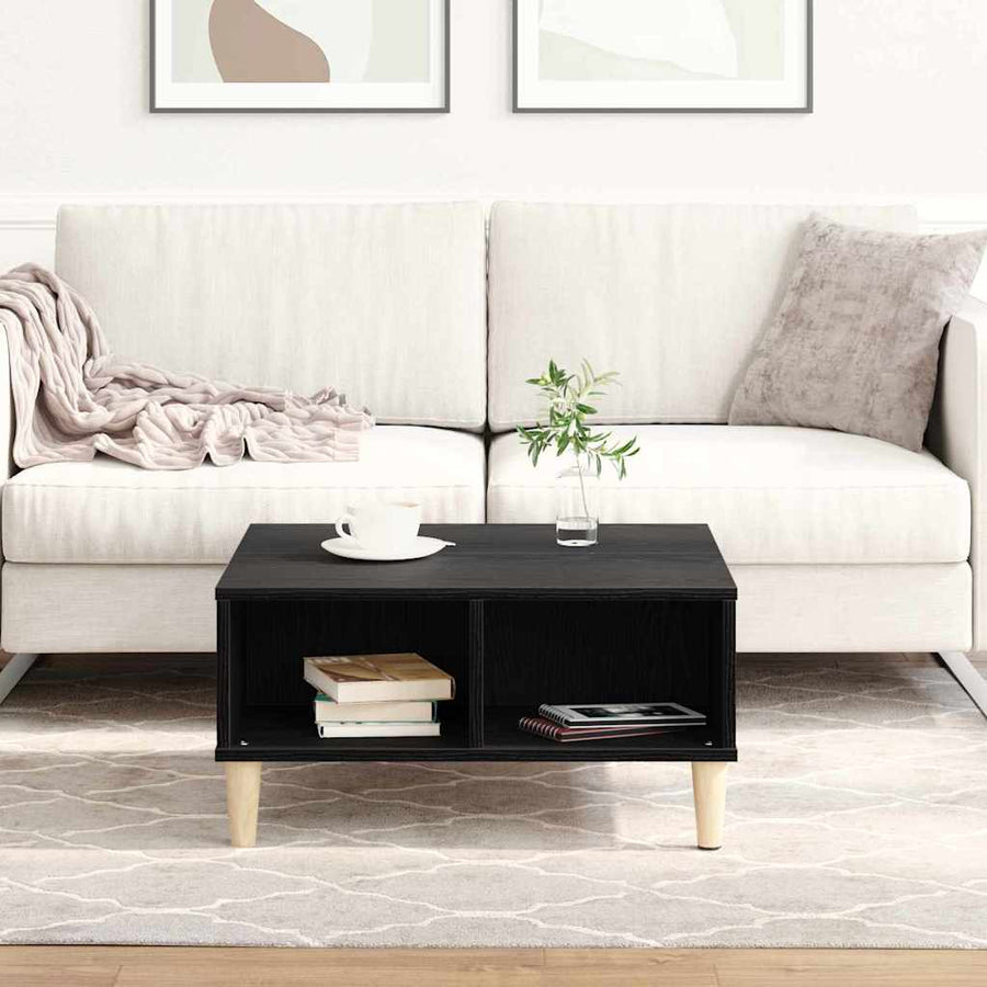 Salontafel Zwart Eiken 60 x 60 x 30 cm Bewerkt hout