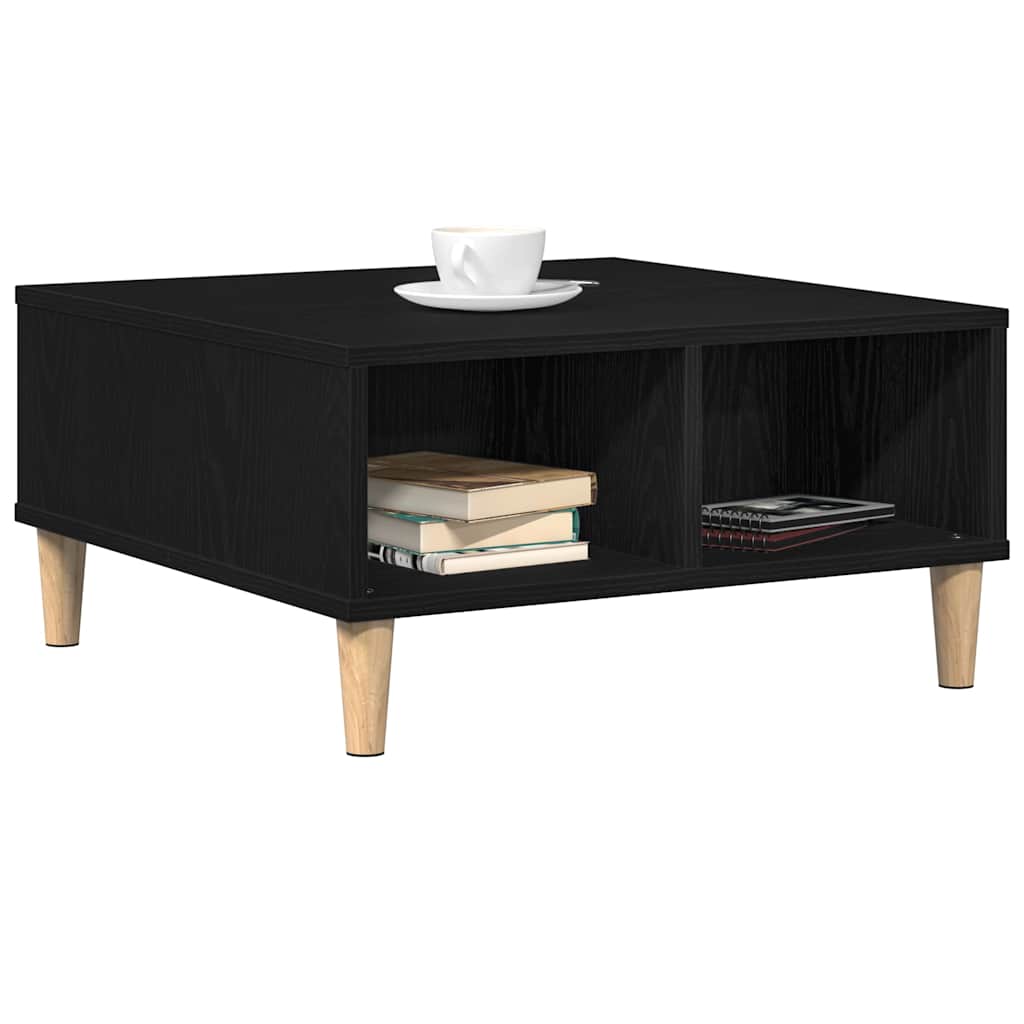Salontafel Zwart Eiken 60 x 60 x 30 cm Bewerkt hout