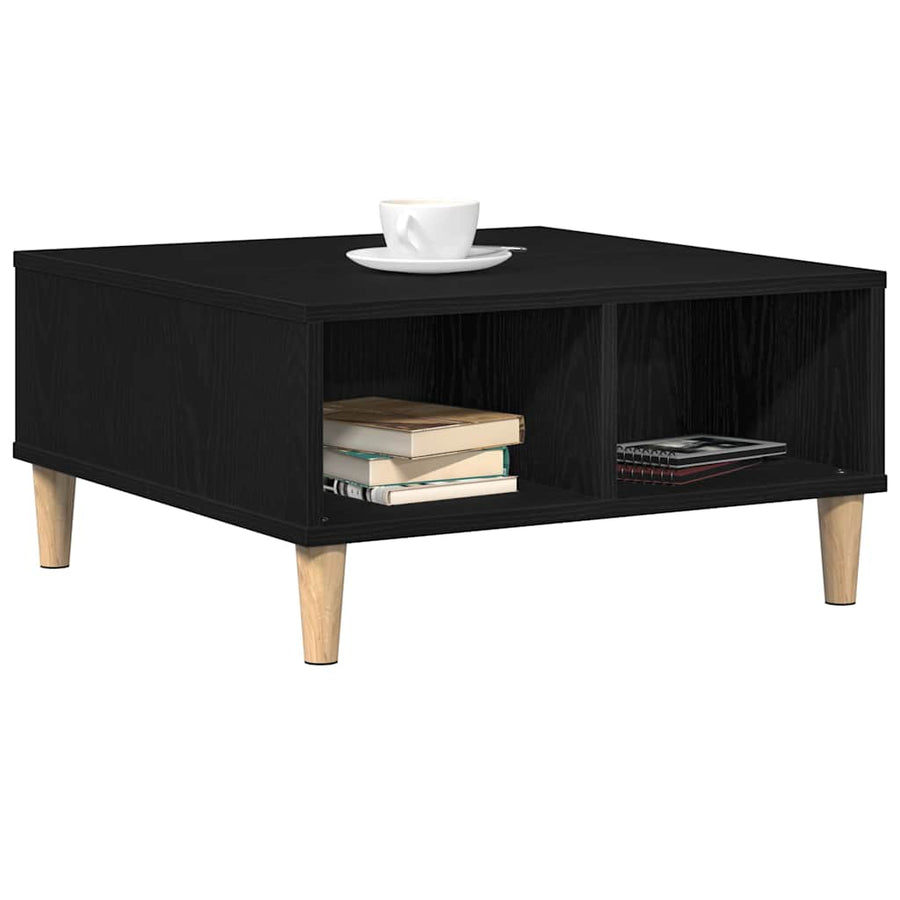 Salontafel Zwart Eiken 60 x 60 x 30 cm Bewerkt hout