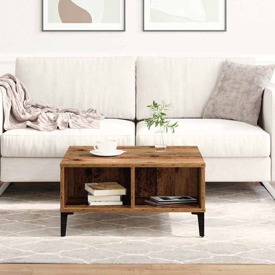 Salontafel 60X60X30 Cm Bewerkt Hout Kleurig Oud hout