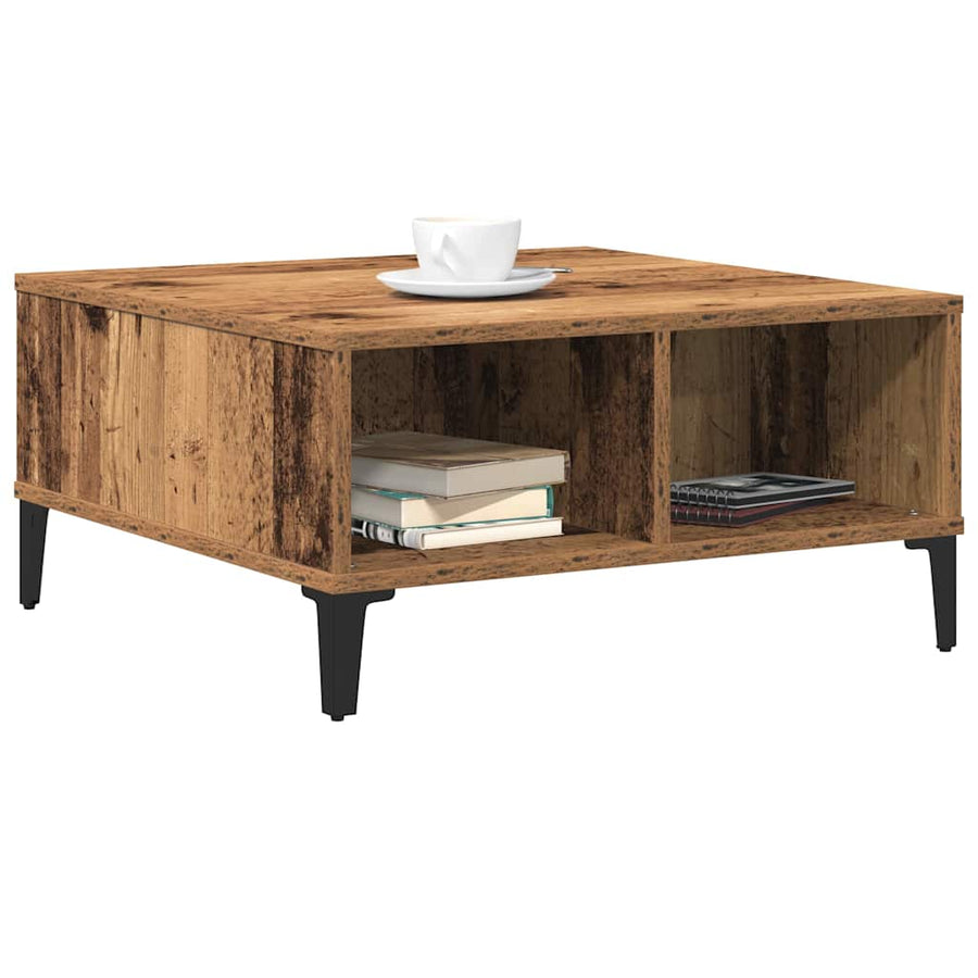 Salontafel 60X60X30 Cm Bewerkt Hout Kleurig Oud hout