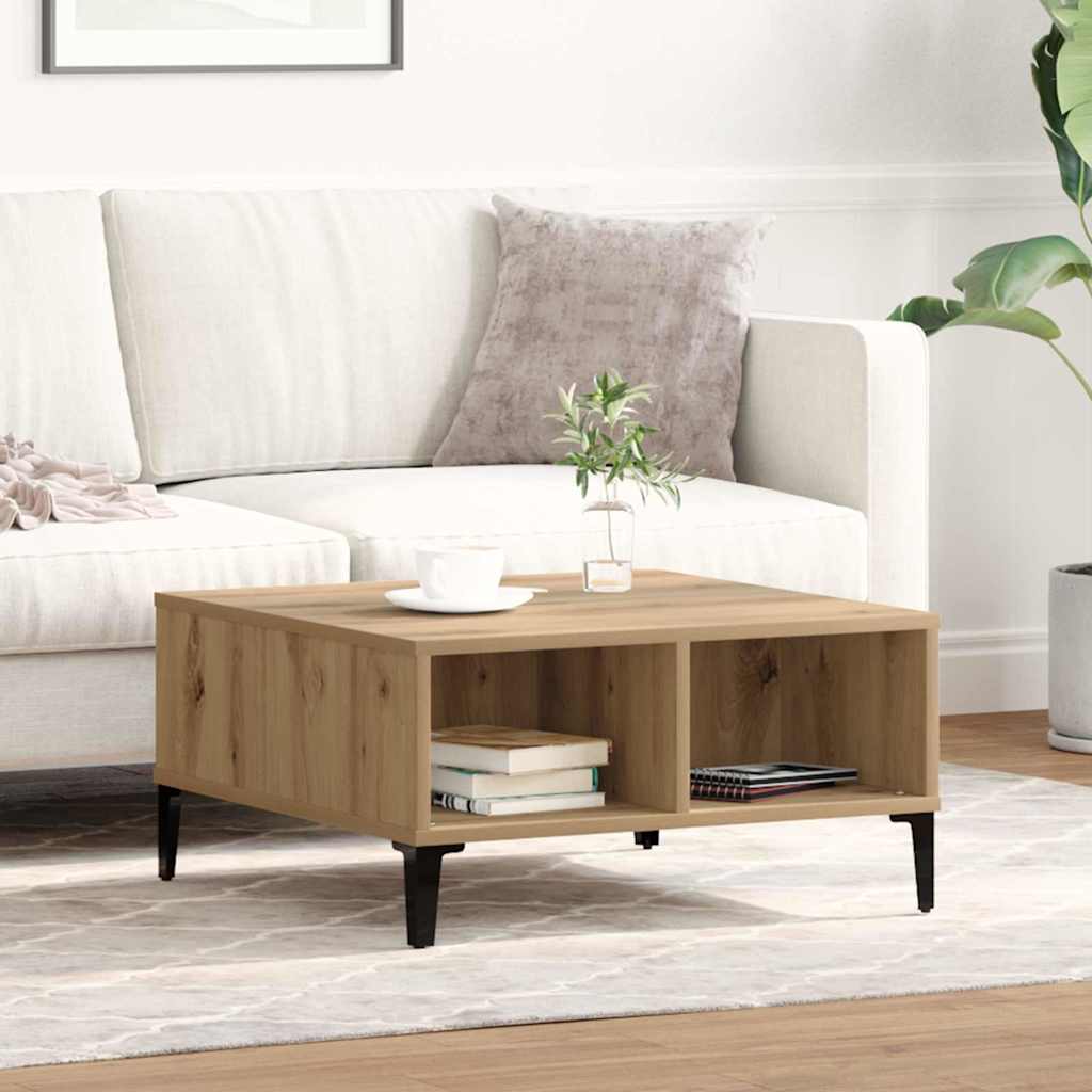 Salontafel 60X60X30 Cm Bewerkt Hout Artisanaal Eiken