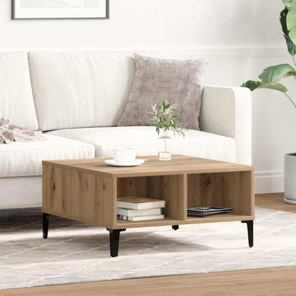 Salontafel 60X60X30 Cm Bewerkt Hout Artisanaal Eiken