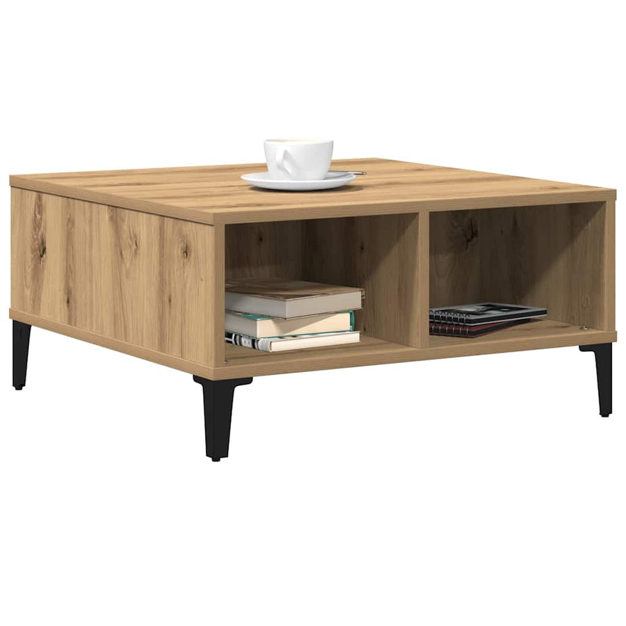 Salontafel 60X60X30 Cm Bewerkt Hout Artisanaal Eiken