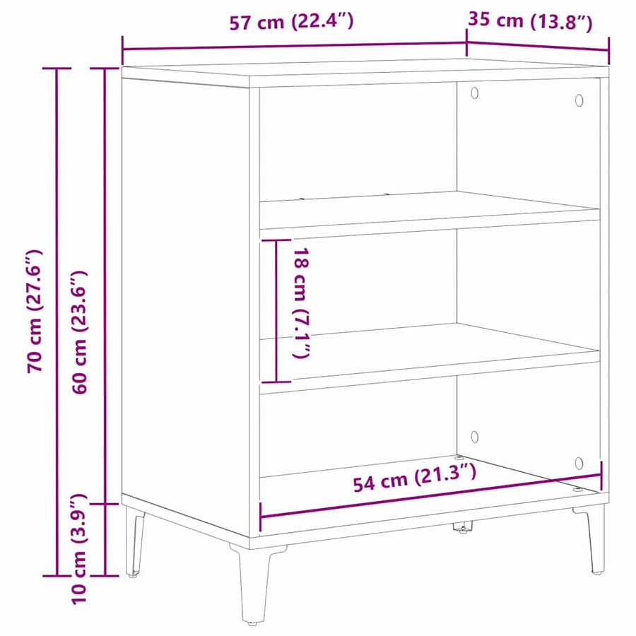 Dressoir Zwart Eiken 57 x 35 x 70 cm Bewerkt hout