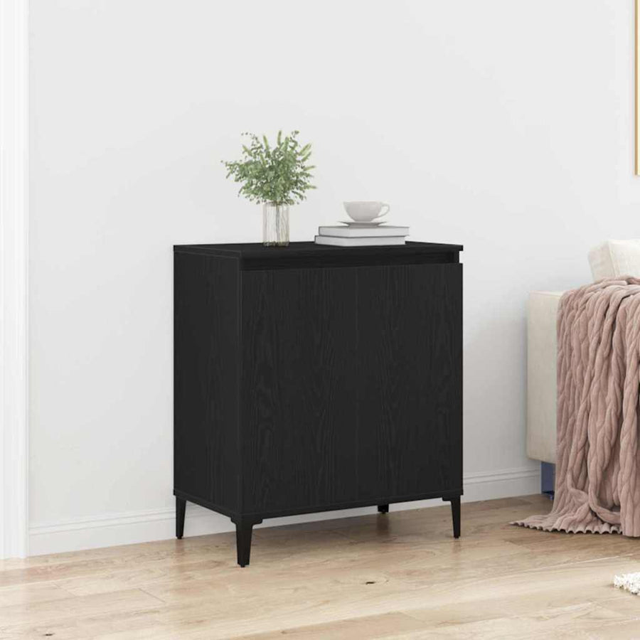 Dressoir Zwart Eiken 60 x 35 x 70 cm Bewerkt hout