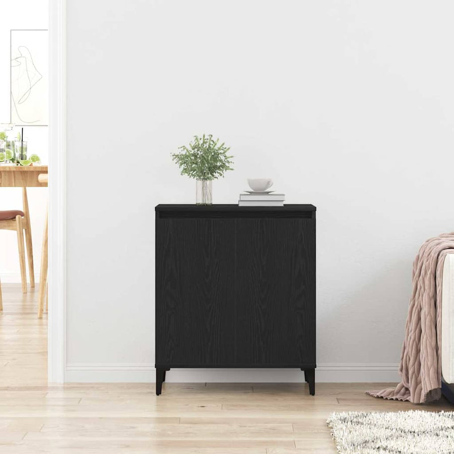 Dressoir Zwart Eiken 60 x 35 x 70 cm Bewerkt hout