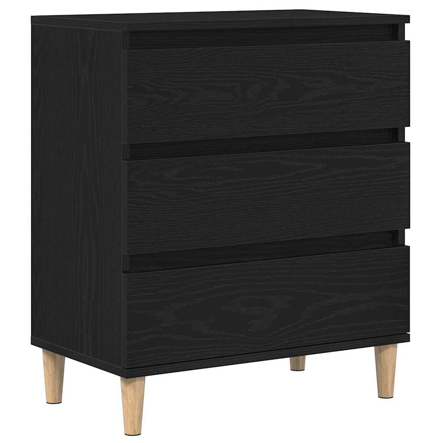 Dressoir met lade Zwart Eiken 60 x 35 x 70 cm Bewerkt hout