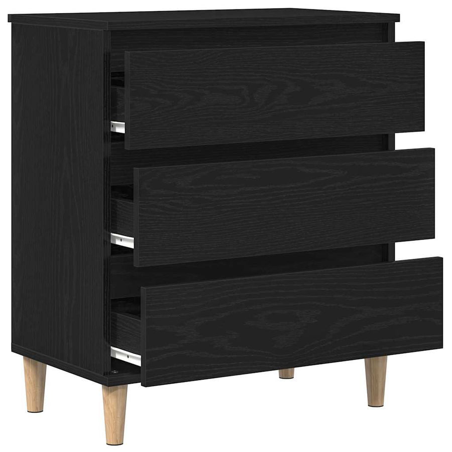 Dressoir met lade Zwart Eiken 60 x 35 x 70 cm Bewerkt hout