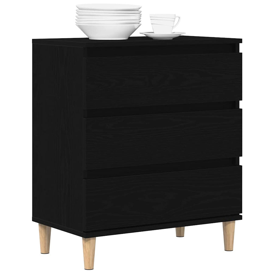 Dressoir met lade Zwart Eiken 60 x 35 x 70 cm Bewerkt hout
