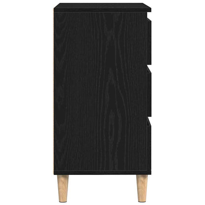 Dressoir met lade Zwart Eiken 60 x 35 x 70 cm Bewerkt hout