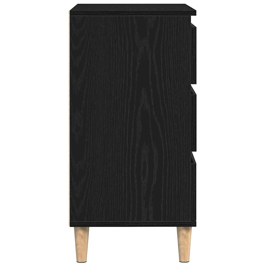 Dressoir met lade Zwart Eiken 60 x 35 x 70 cm Bewerkt hout