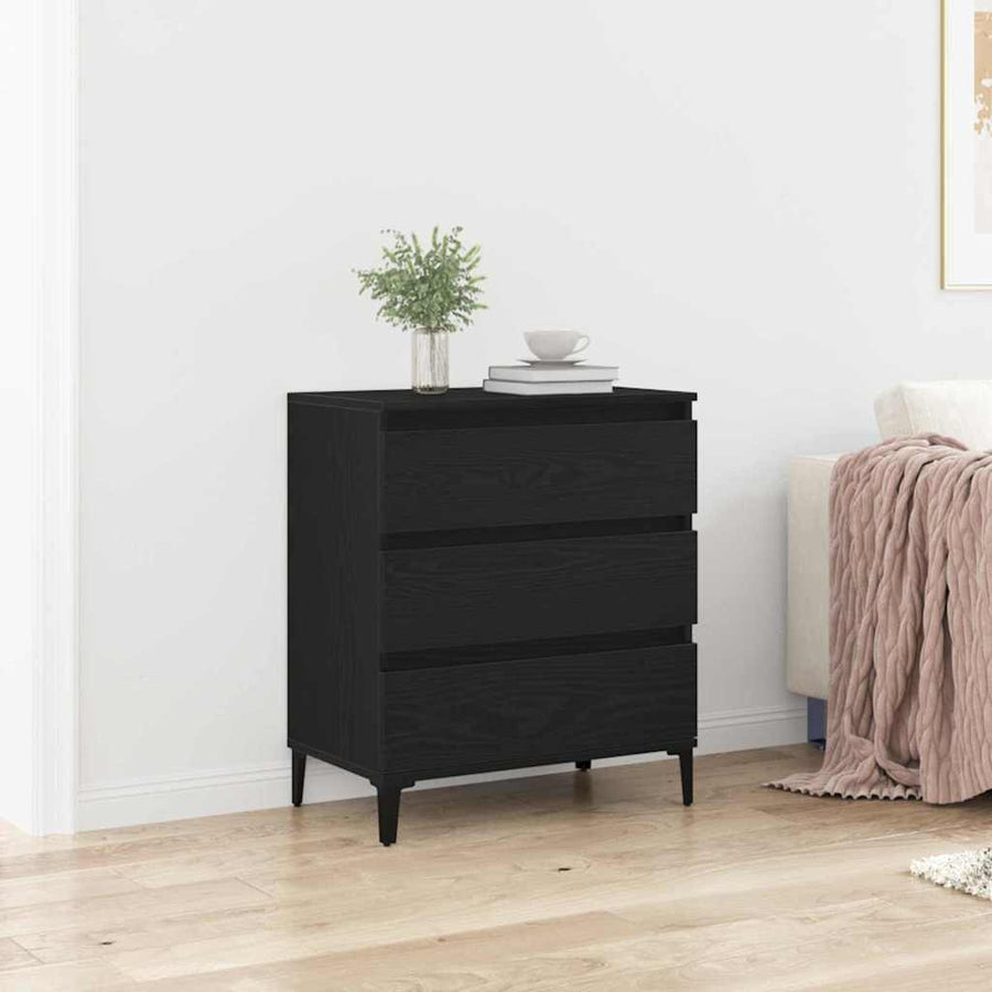 Dressoir met lade Zwart Eiken 60 x 35 x 70 cm Bewerkt hout