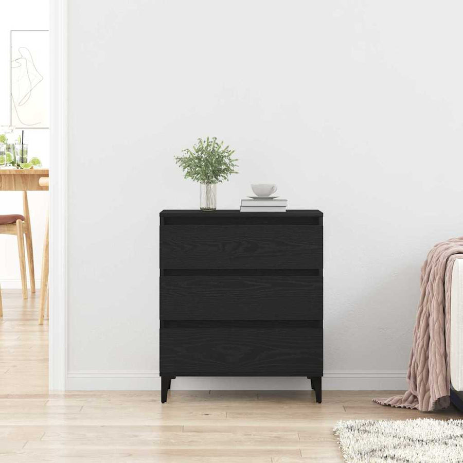Dressoir met lade Zwart Eiken 60 x 35 x 70 cm Bewerkt hout