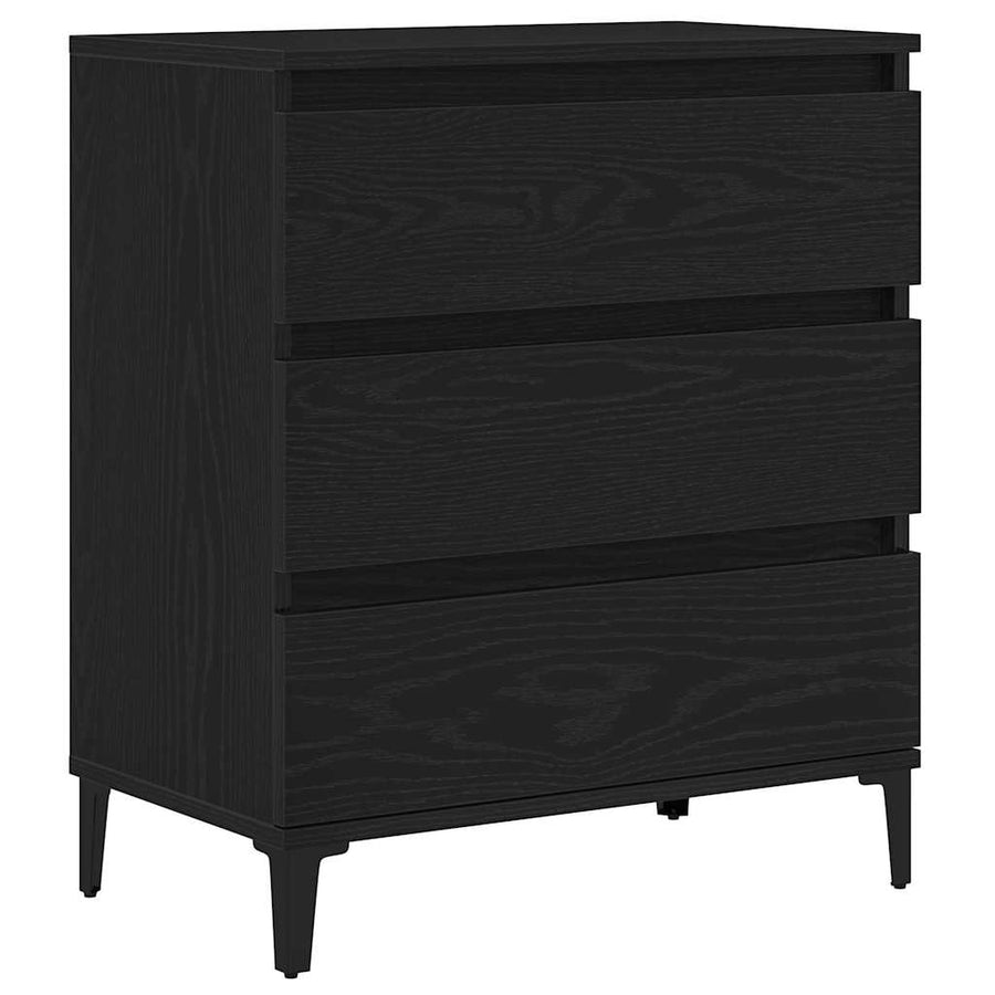 Dressoir met lade Zwart Eiken 60 x 35 x 70 cm Bewerkt hout