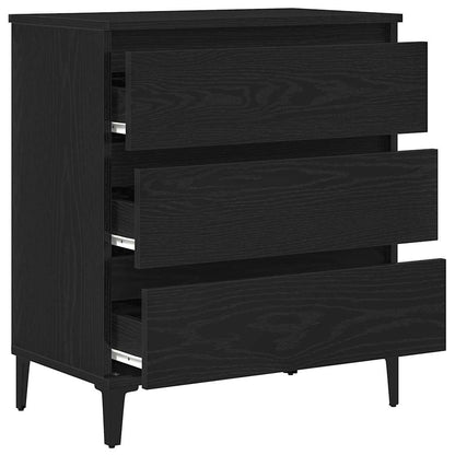 Dressoir met lade Zwart Eiken 60 x 35 x 70 cm Bewerkt hout