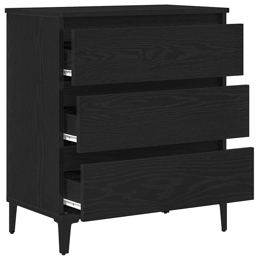 Dressoir met lade Zwart Eiken 60 x 35 x 70 cm Bewerkt hout