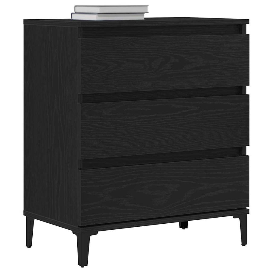 Dressoir met lade Zwart Eiken 60 x 35 x 70 cm Bewerkt hout